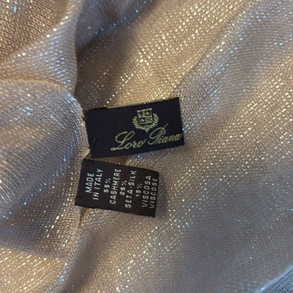 LORO PIANA beige Embroidered Cashmere & Silk Scarf - Picture 10 of 11